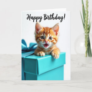 Carte d'anniversaire Boîte Cadeau Chat Rayé
