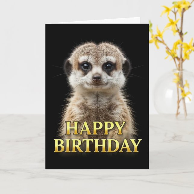 CARTE D'ANNIVERSAIRE BOLD DISTINCT MEERKAT (Fleur jaune)