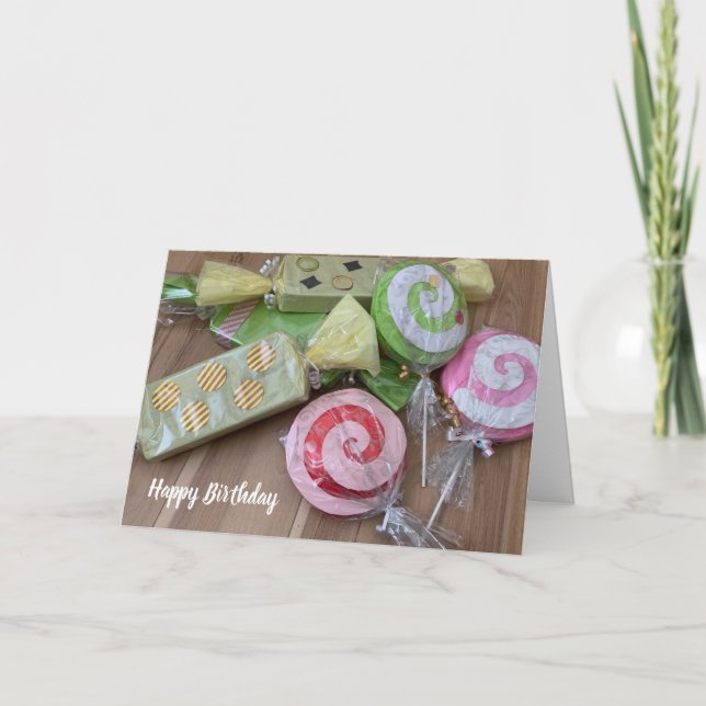 Carte d'anniversaire Bonbons et Sucettes (Devant)