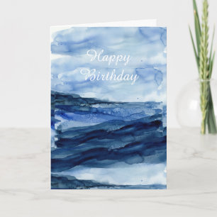 Carte d'anniversaire Bonheur Vagues Océan Aquarell