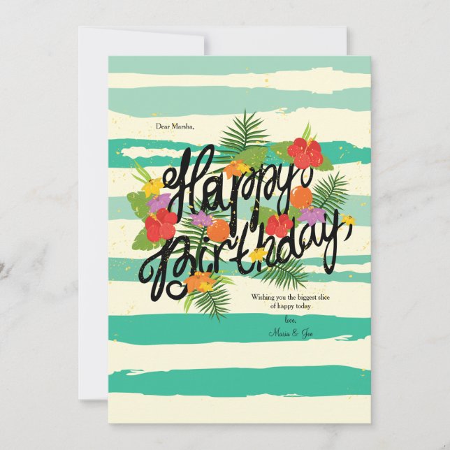Carte d'anniversaire Bonne Fête Hibiscus (Devant)