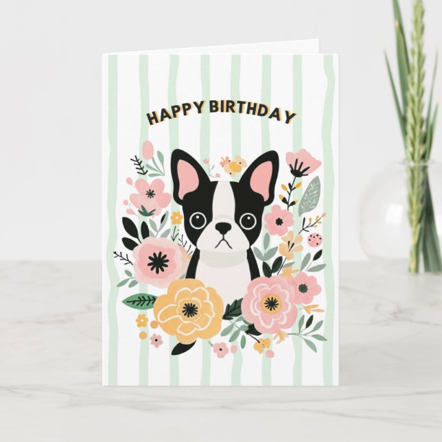 Carte d'anniversaire Boston Terrier (Devant)