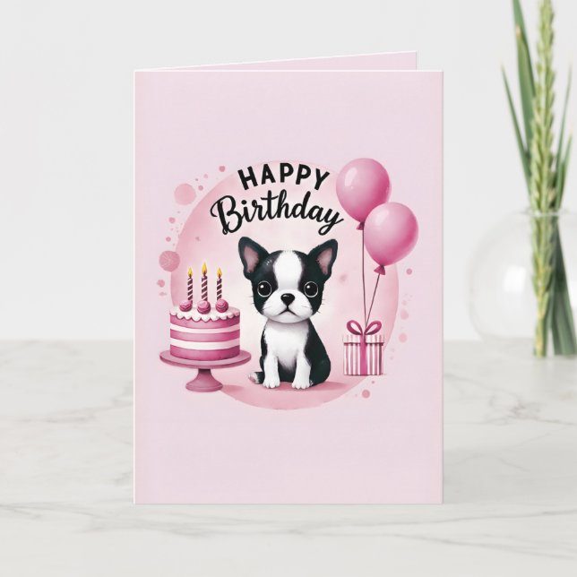 Carte d'anniversaire Boston Terrier (Devant)