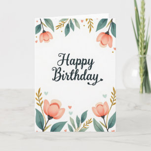 Carte d'anniversaire botanique dorée