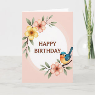 Carte d'anniversaire botanique éthérée