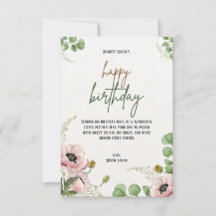 Carte d'anniversaire botanique Eucalyptus Rose Pop