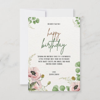 Carte d'anniversaire botanique Eucalyptus Rose Pop