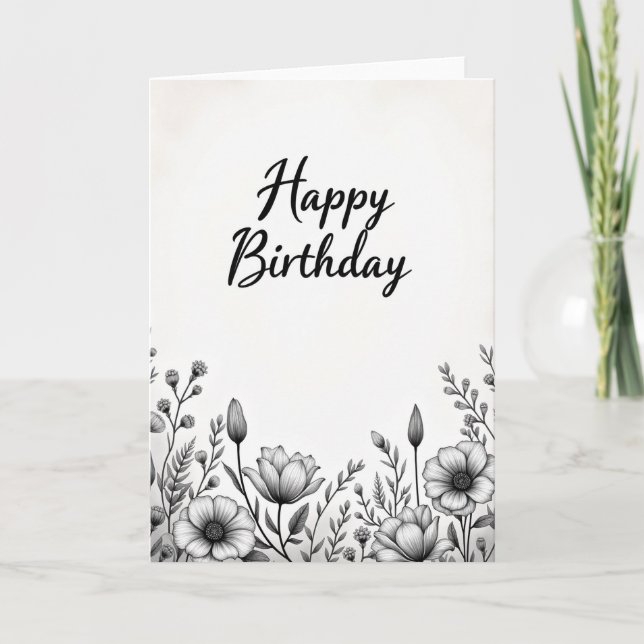 Carte d'anniversaire botanique raffinée (Devant)