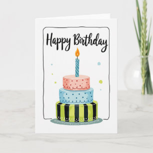 Carte d'anniversaire Bougie Azur