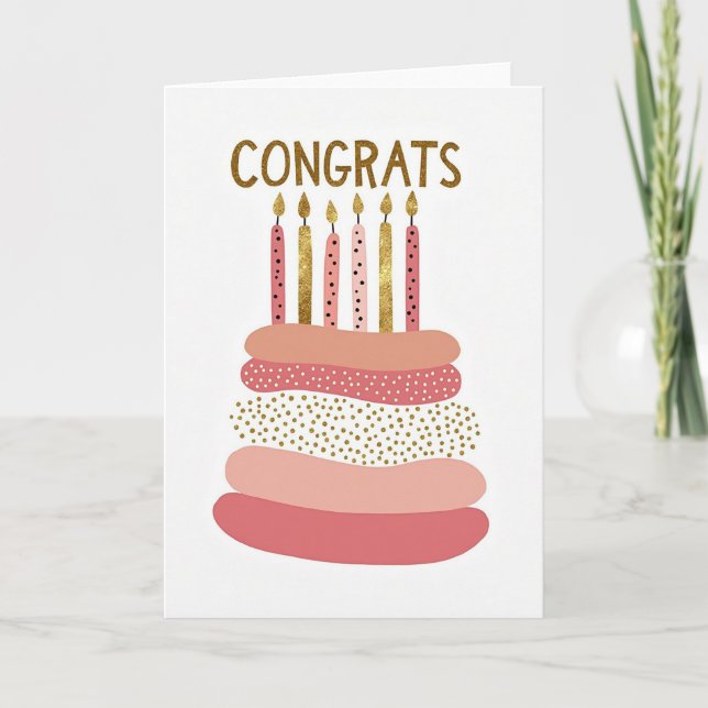 Carte d'anniversaire Bougie Dorée (Devant)