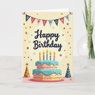 Carte d'anniversaire Bougie Gâteau Aqua