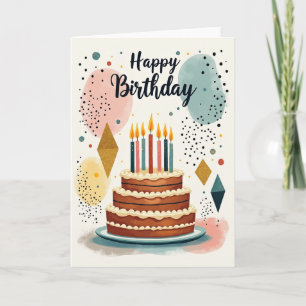 Carte d'anniversaire Bougie Gâteau Sucré