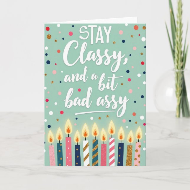 Carte d'anniversaire Bougie Menthe (Devant)