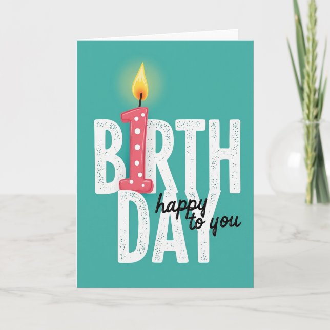 Carte d'anniversaire Bougie Sarcelle (Devant)