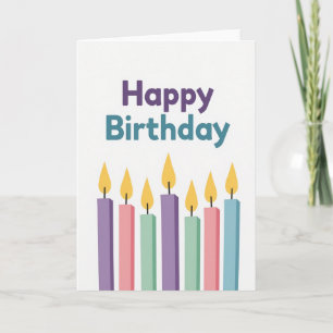 Carte d'anniversaire Bougie sarcelle Violette