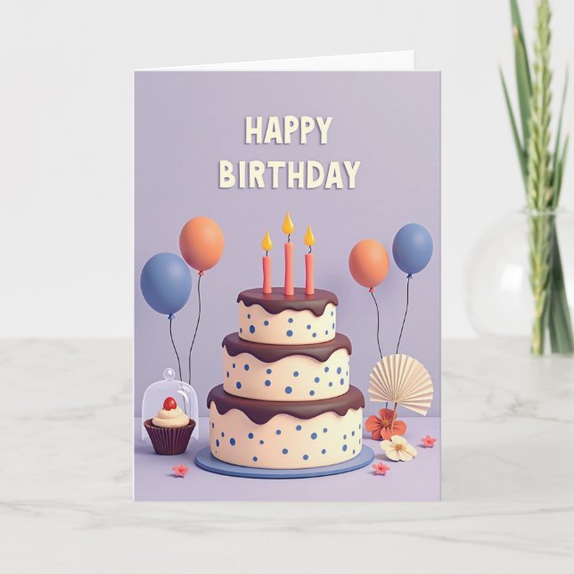 Carte d'anniversaire Bougies Corail (Devant)