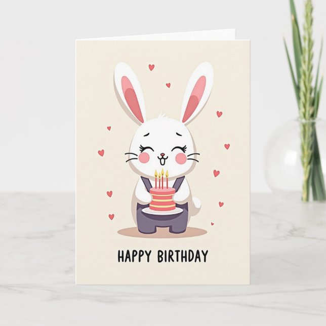 Carte d'anniversaire Bougies Créature Mignonne (Devant)