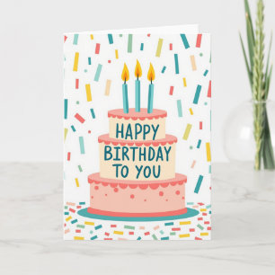 Carte d'anniversaire Bougies Glaçage Rose