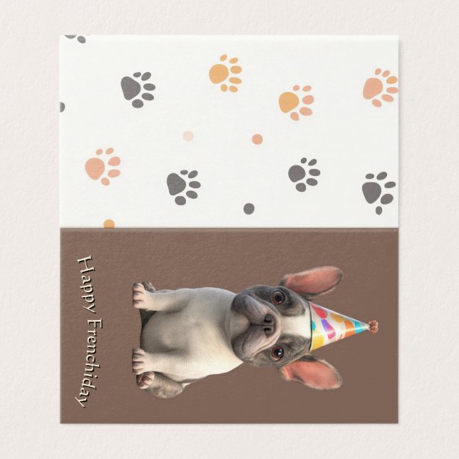 Carte d'anniversaire Bouledogue Français (Outside Unfolded)