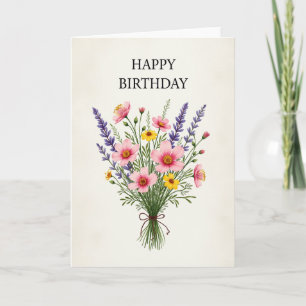 Carte d'anniversaire Bouquet Aquarelle