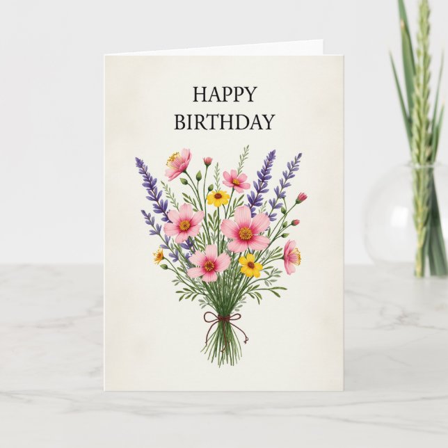 Carte d'anniversaire Bouquet Aquarelle (Devant)