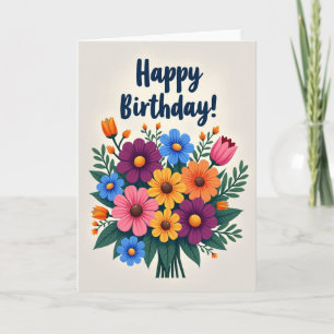Carte d'anniversaire Bouquet Coloré
