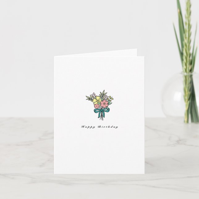 Carte d'anniversaire, bouquet de fleurs joyeux ann (Devant)
