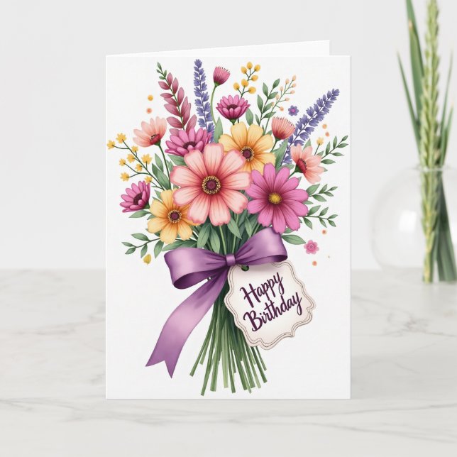 Carte d'anniversaire Bouquet de Jardin (Devant)