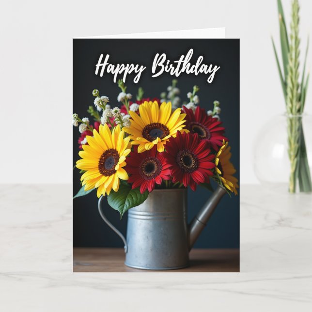 Carte d'anniversaire Bouquet Rustique (Devant)