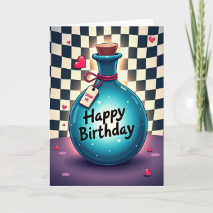 Carte d'anniversaire Bouteille Turquoise
