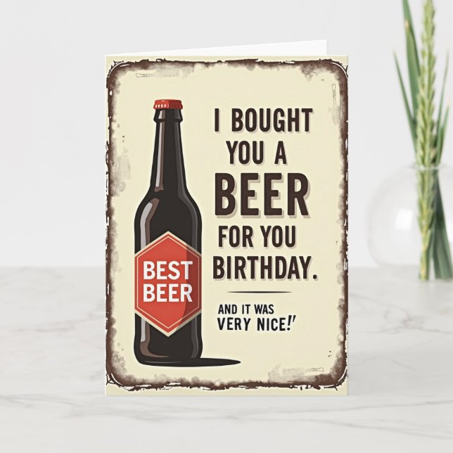 Carte d'anniversaire bouteille vintage (Devant)