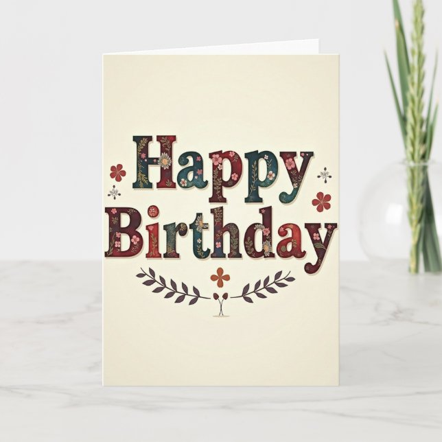Carte d'anniversaire brodée (Devant)