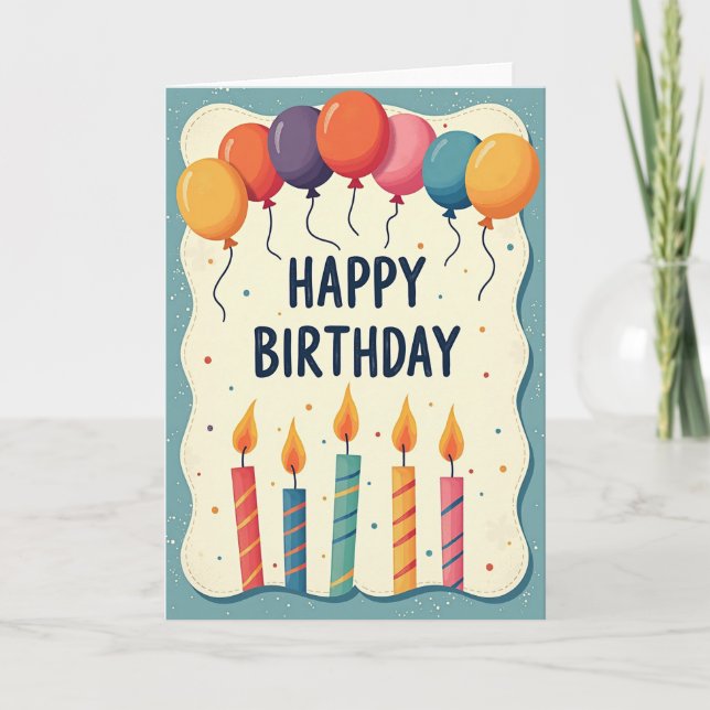 Carte d'anniversaire brodée festive (Devant)