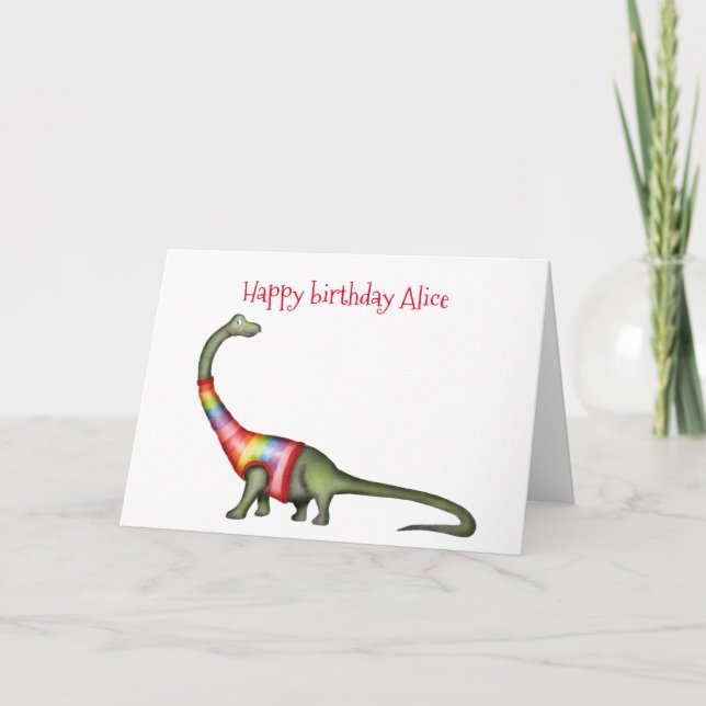 Carte d'anniversaire Brontosaurus personnalisée (Devant)