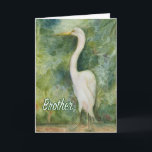 Carte d'anniversaire Brother Egret white bird wiln<br><div class="desc">Carte d'anniversaire du frère Oiseau blanc de la faune de l'aigrette. Titre : "Fier debout" Aquarelle peinture d'un aigrette. Ce design a été une inspiration de l'un de nos voyages au Costa Rica que nous avons séjourné à Playa Los Suenos et a décidé d'explorer autour de jamais la Herradura une...</div>