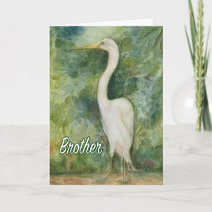 Carte d'anniversaire Brother Egret white bird wiln