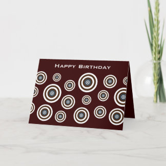 Carte d'anniversaire Brown Blue & White Retro Circ
