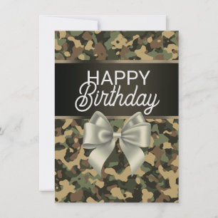 Carte d'anniversaire Brown Camo & Bow