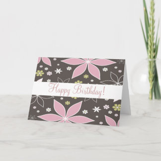 Carte d'anniversaire Brown et rose