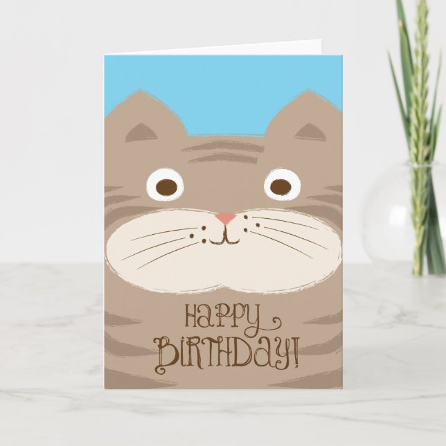 Carte d'anniversaire Brown mignonne de chat de (Devant)