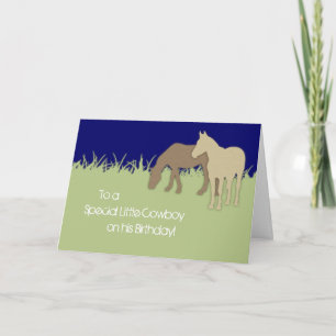 Carte d'anniversaire Brown Ponies Cowboy