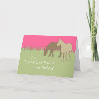Carte d'anniversaire Brown Ponies Cowgirl