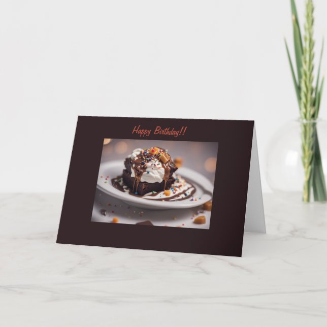Carte d'anniversaire brownie au chocolat décadent (Devant)