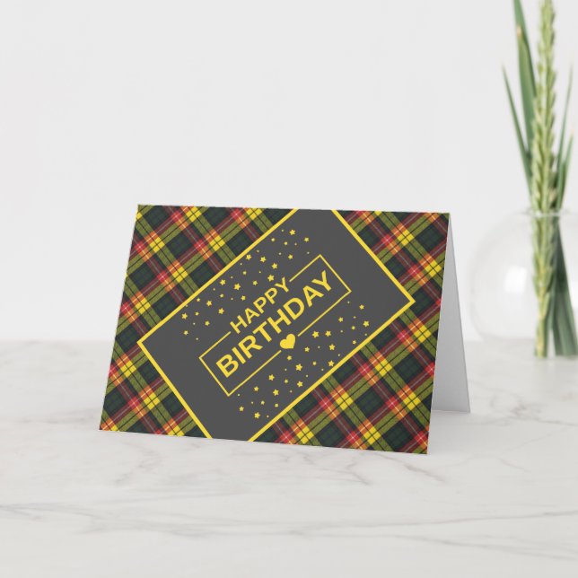 Carte d'anniversaire Buchanan Modern Tartan (Devant)