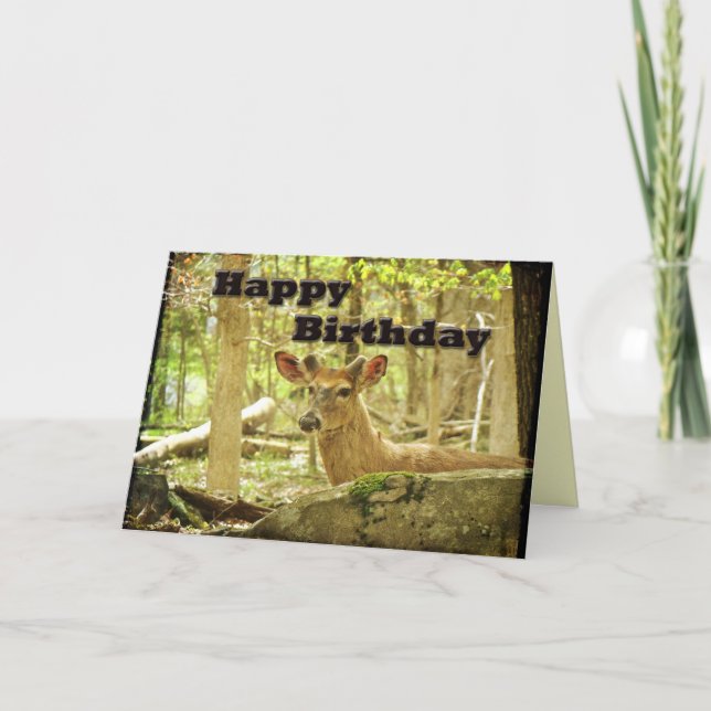 Carte d'anniversaire - Buck de cerfs blancs en vel (Devant)