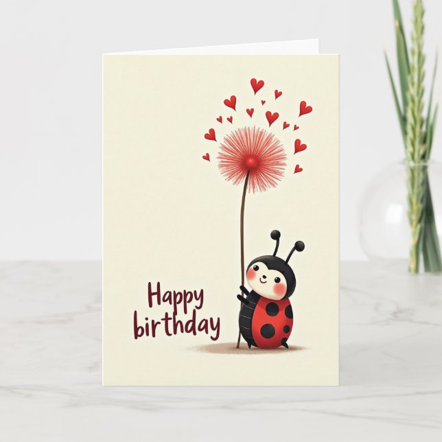 Carte d'anniversaire Bug Heart joyeuse (Devant)