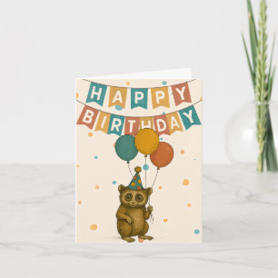 Carte d'anniversaire Bush Baby - animal de la jung