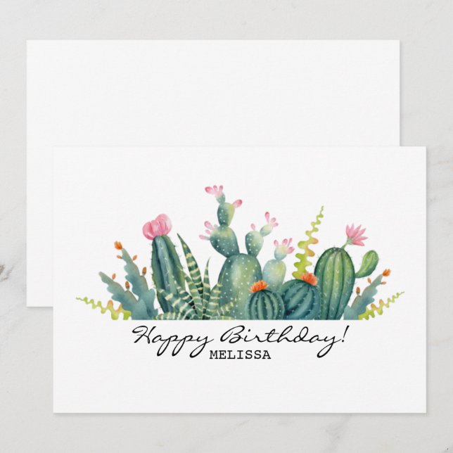 Carte d'anniversaire Cactus (Devant / Derrière)