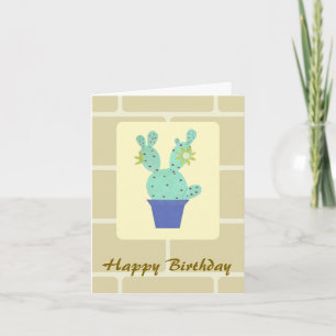 Carte d'anniversaire Cactus en papier et Briques d
