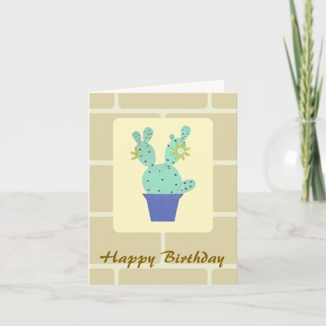 Carte d'anniversaire Cactus en papier et Briques d (Devant)